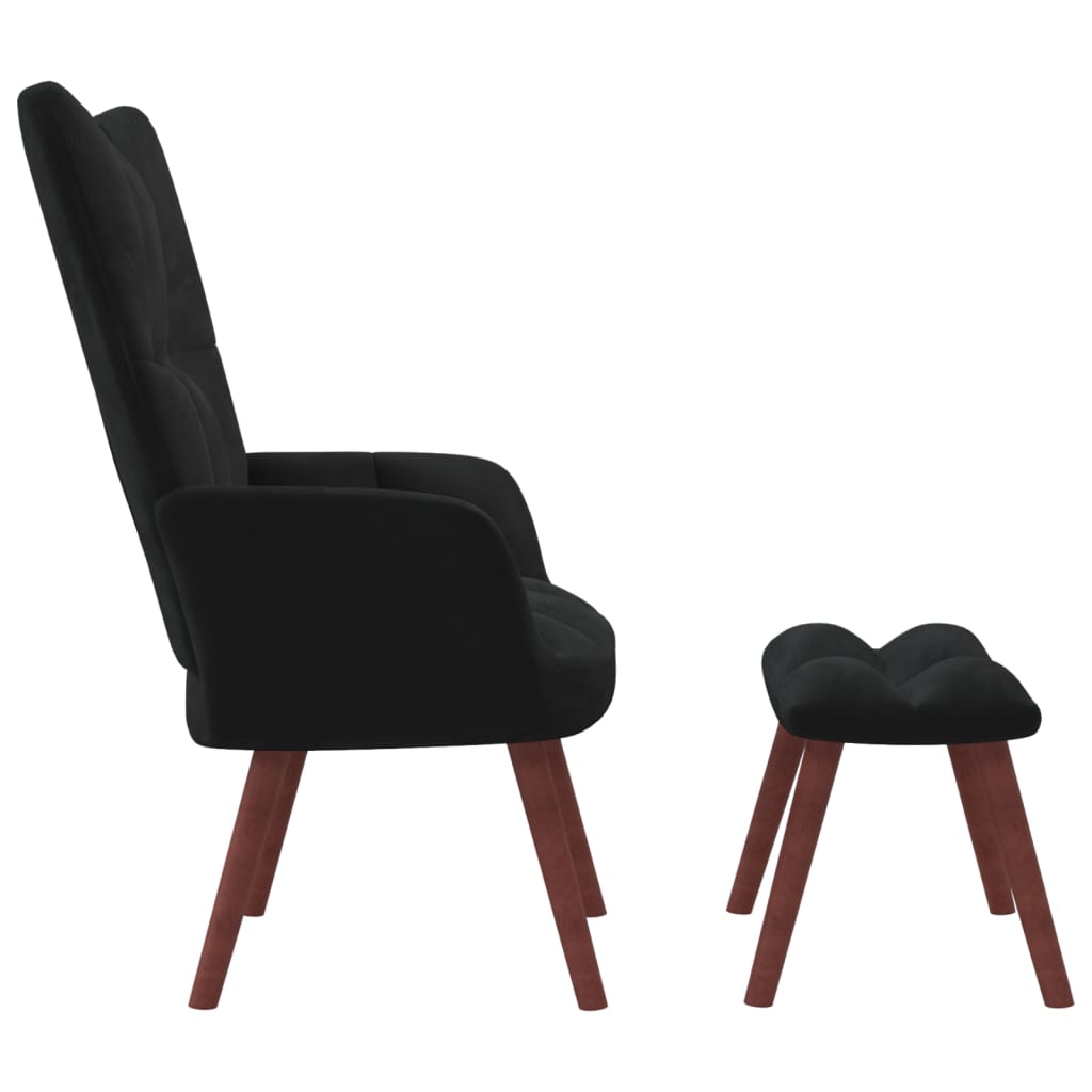 Relaxstoel met voetenbank fluweel zwart is nu te koop bij PeponiXL, paradijselijk wonen!