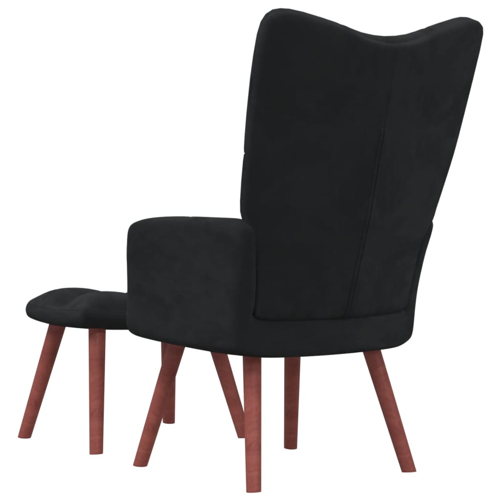 Relaxstoel met voetenbank fluweel zwart is nu te koop bij PeponiXL, paradijselijk wonen!