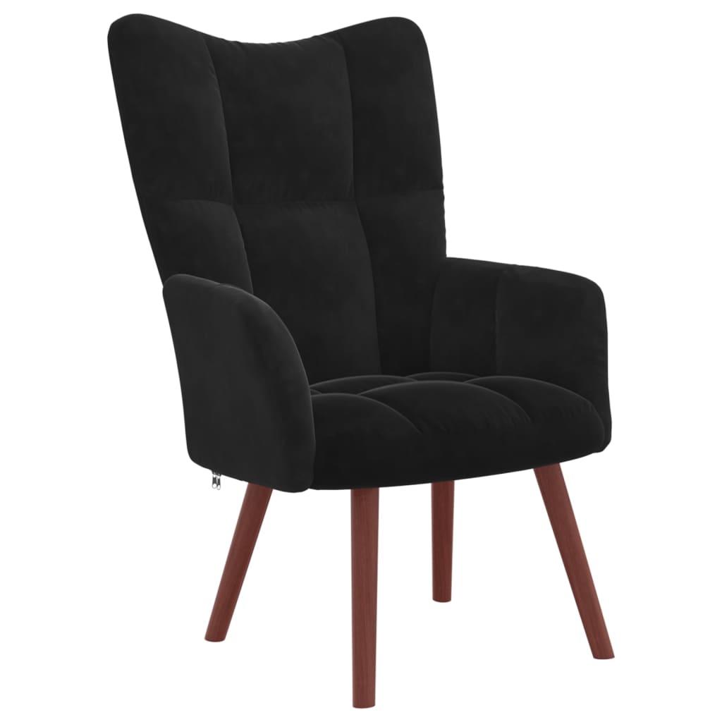 Relaxstoel met voetenbank fluweel zwart is nu te koop bij PeponiXL, paradijselijk wonen!