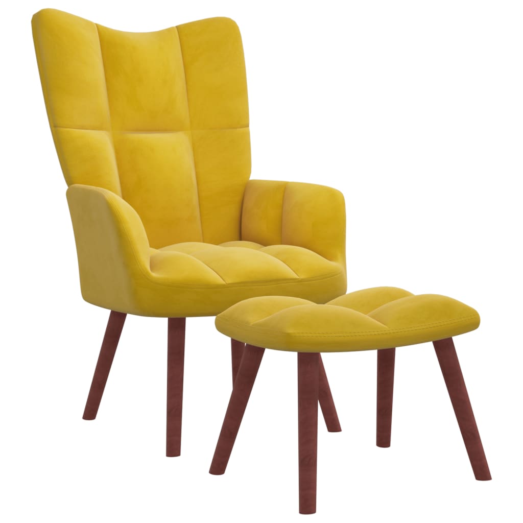 Relaxstoel met voetenbank fluweel mosterdgeel is nu te koop bij PeponiXL, paradijselijk wonen!