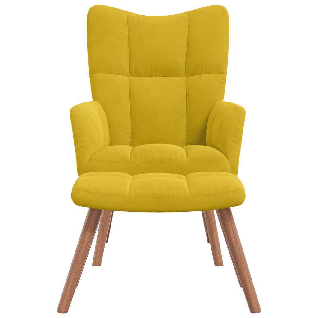 Relaxstoel met voetenbank fluweel mosterdgeel is nu te koop bij PeponiXL, paradijselijk wonen!