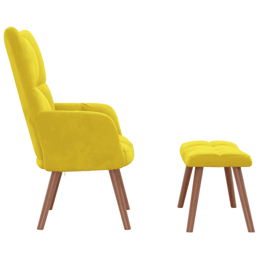 Relaxstoel met voetenbank fluweel mosterdgeel is nu te koop bij PeponiXL, paradijselijk wonen!