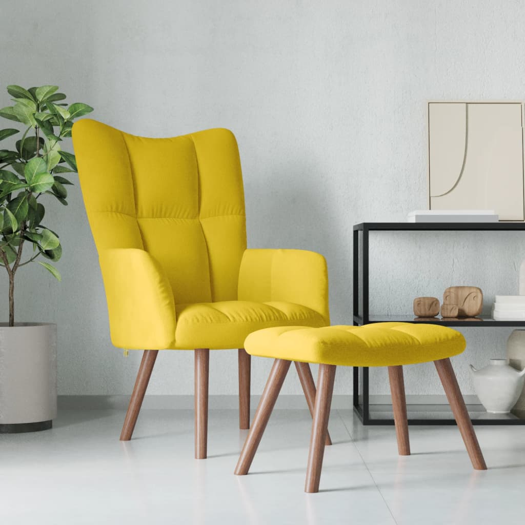 Relaxstoel met voetenbank fluweel mosterdgeel is nu te koop bij PeponiXL, paradijselijk wonen!