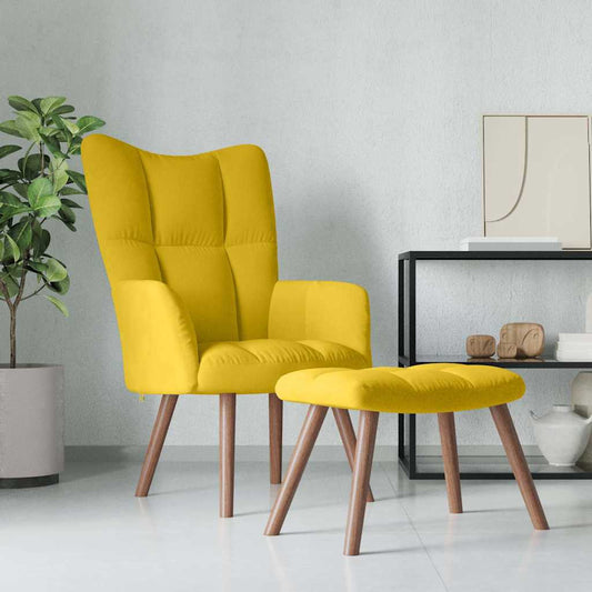 Relaxstoel met voetenbank fluweel mosterdgeel is nu te koop bij PeponiXL, paradijselijk wonen!