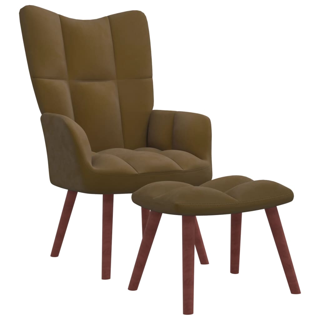 Relaxstoel met voetenbank fluweel bruin is nu te koop bij PeponiXL, paradijselijk wonen!