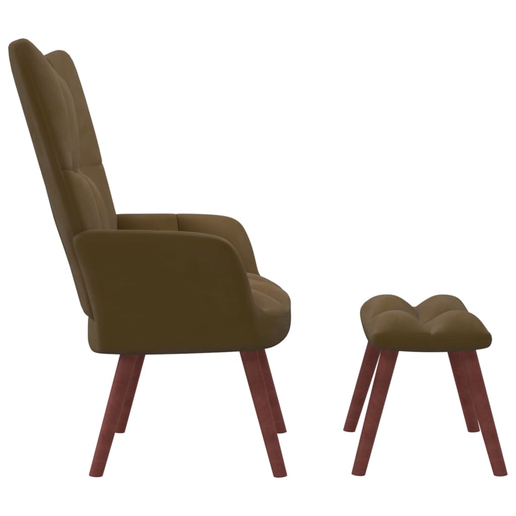 Relaxstoel met voetenbank fluweel bruin is nu te koop bij PeponiXL, paradijselijk wonen!