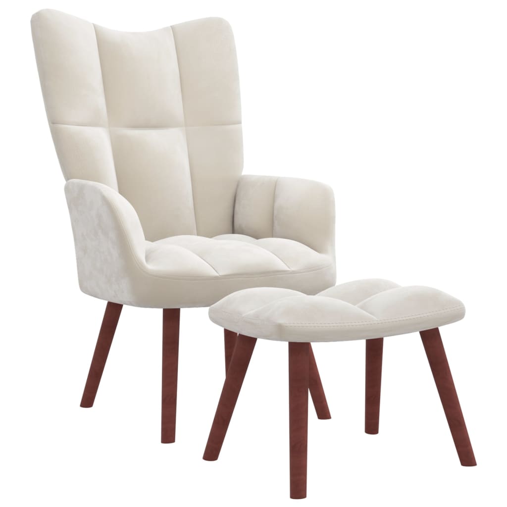 Relaxstoel met voetenbank fluweel crèmewit is nu te koop bij PeponiXL, paradijselijk wonen!