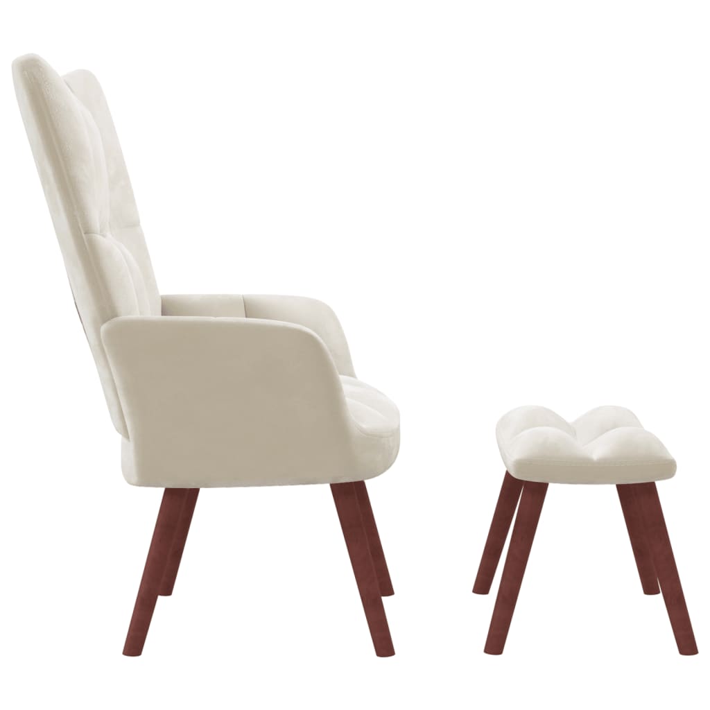 Relaxstoel met voetenbank fluweel crèmewit is nu te koop bij PeponiXL, paradijselijk wonen!