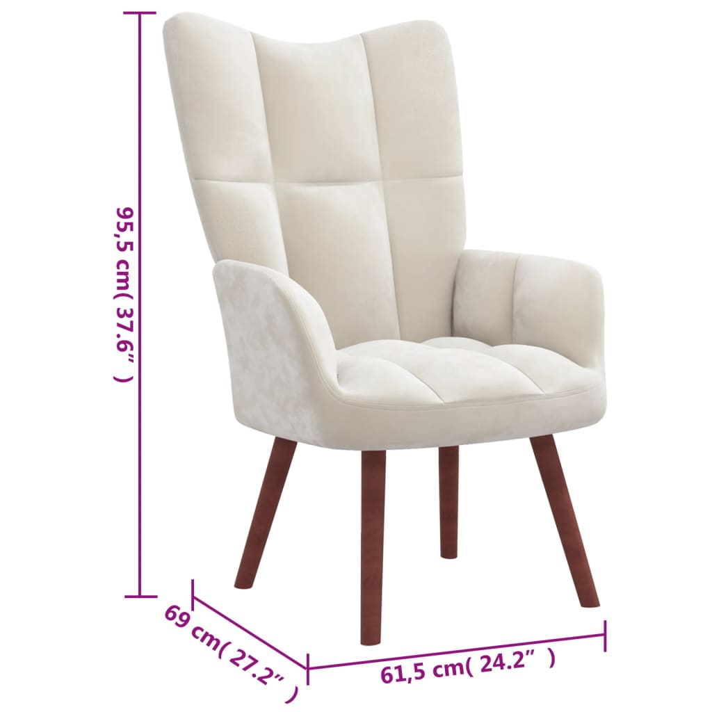 Relaxstoel met voetenbank fluweel crèmewit is nu te koop bij PeponiXL, paradijselijk wonen!