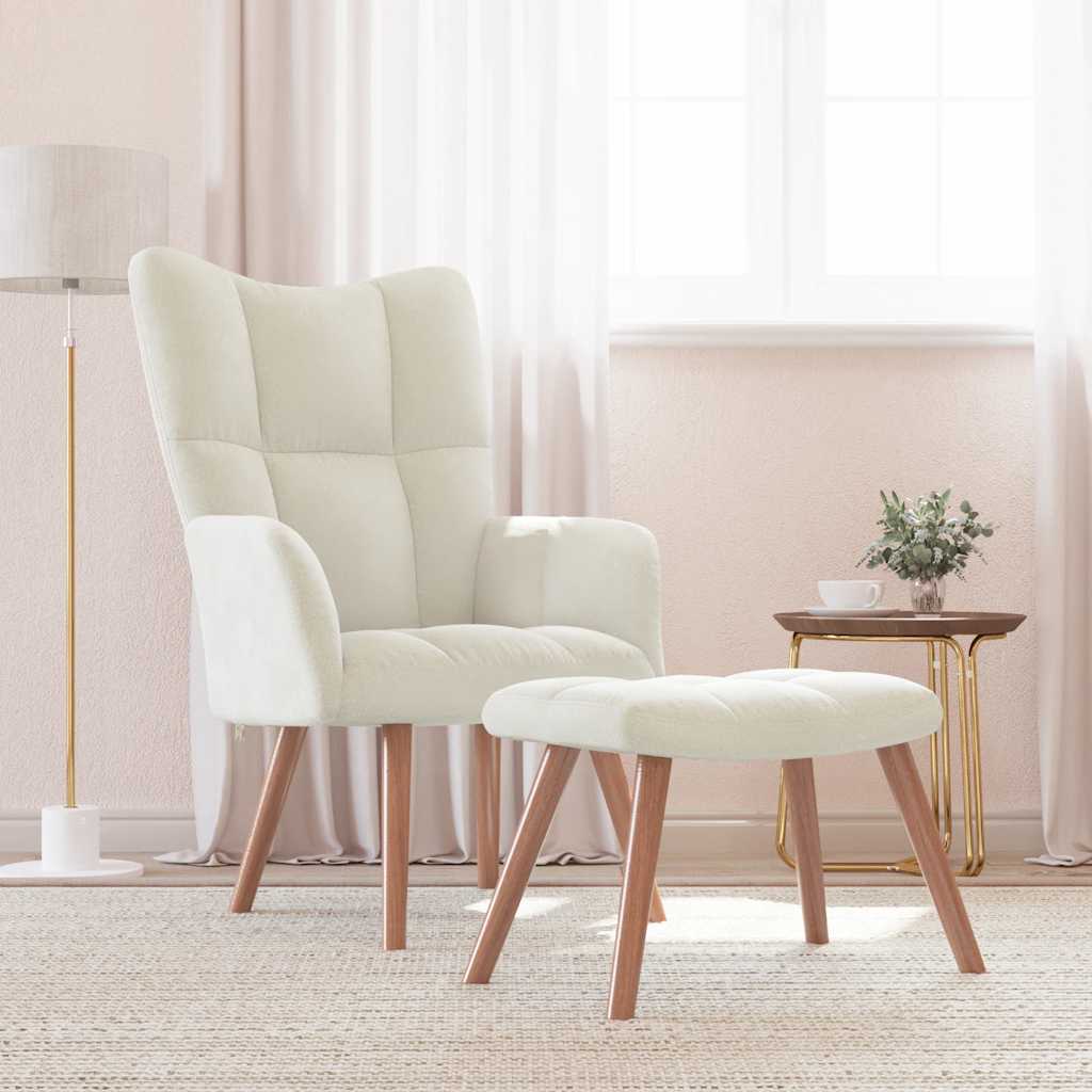 Relaxstoel met voetenbank fluweel crèmewit is nu te koop bij PeponiXL, paradijselijk wonen!