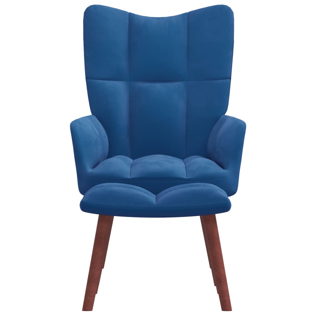 Relaxstoel met voetenbank fluweel blauw is nu te koop bij PeponiXL, paradijselijk wonen!