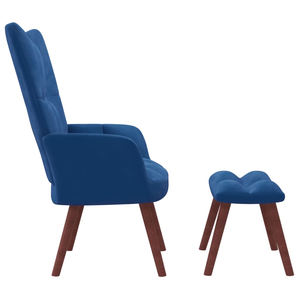 Relaxstoel met voetenbank fluweel blauw is nu te koop bij PeponiXL, paradijselijk wonen!