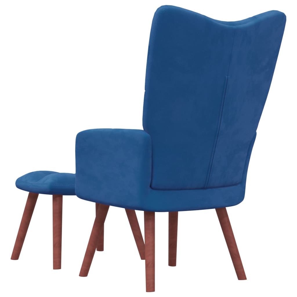 Relaxstoel met voetenbank fluweel blauw is nu te koop bij PeponiXL, paradijselijk wonen!