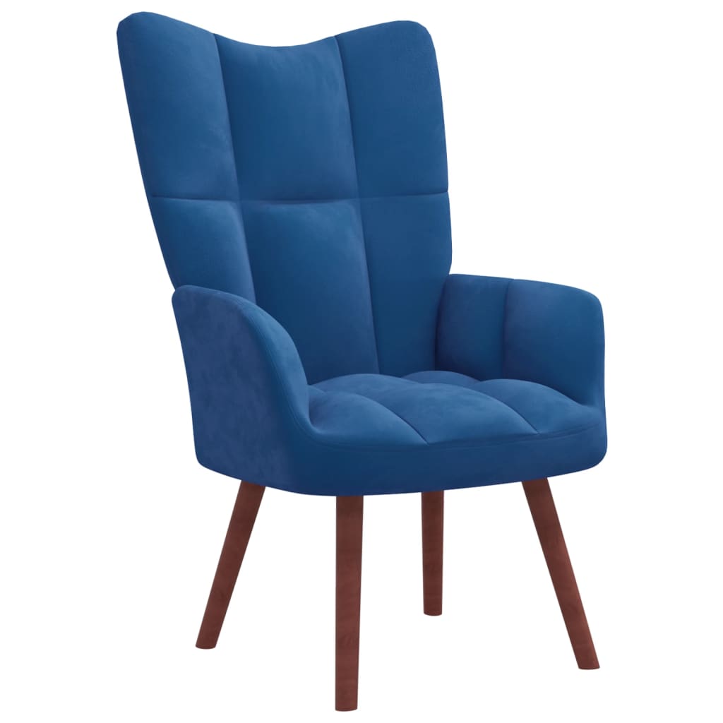 Relaxstoel met voetenbank fluweel blauw is nu te koop bij PeponiXL, paradijselijk wonen!