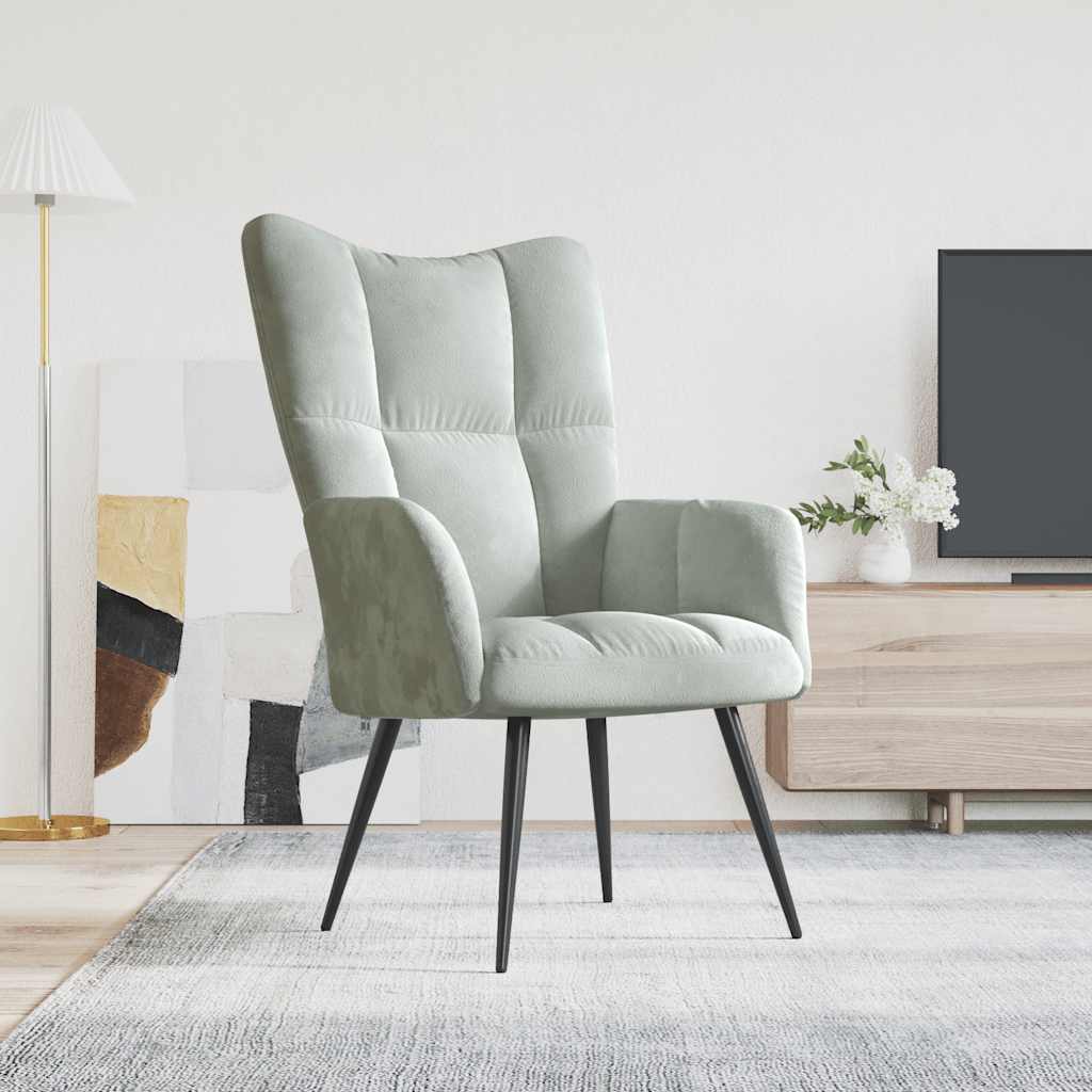 Relaxstoel fluweel lichtgrijs is nu te koop bij PeponiXL, paradijselijk wonen!