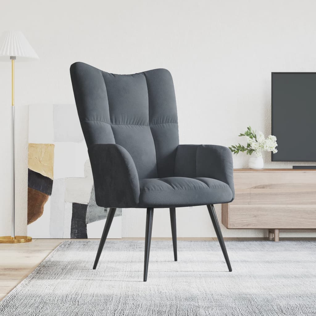 Relaxstoel fluweel donkergrijs is nu te koop bij PeponiXL, paradijselijk wonen!