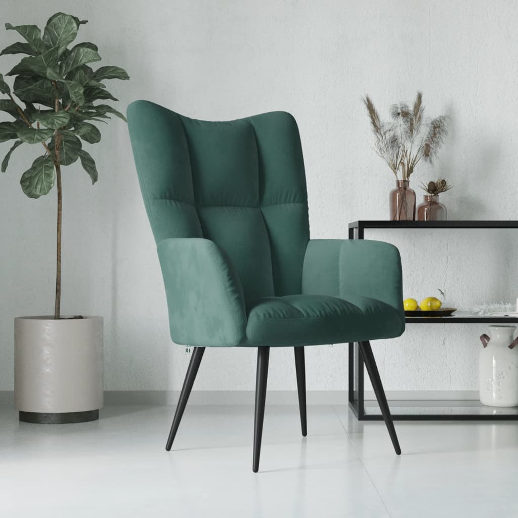 Relaxstoel fluweel donkergoen is nu te koop bij PeponiXL, paradijselijk wonen!
