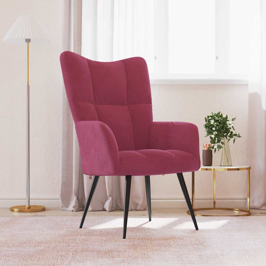 Relaxstoel fluweel wijnrood is nu te koop bij PeponiXL, paradijselijk wonen!