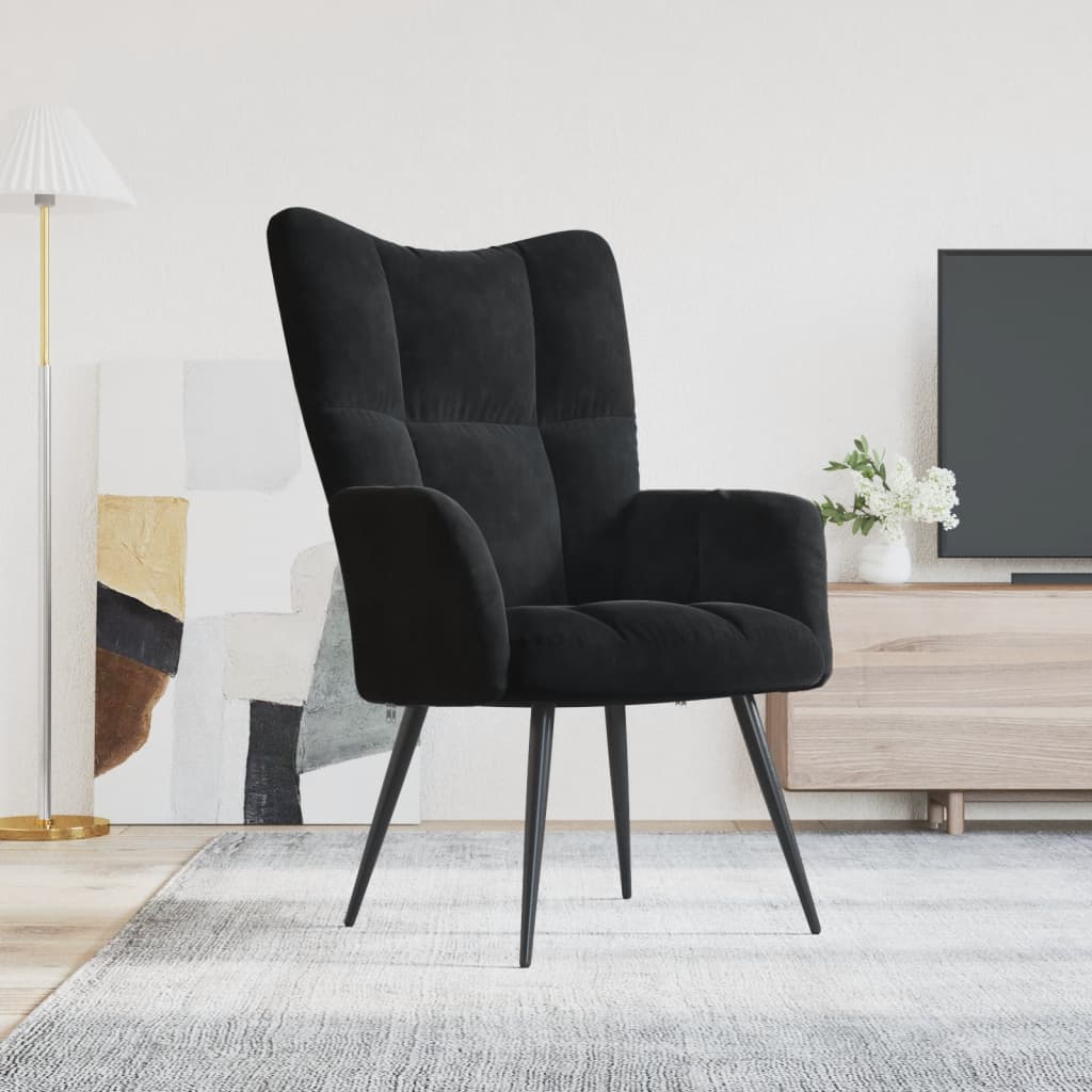 Relaxstoel fluweel zwart is nu te koop bij PeponiXL, paradijselijk wonen!