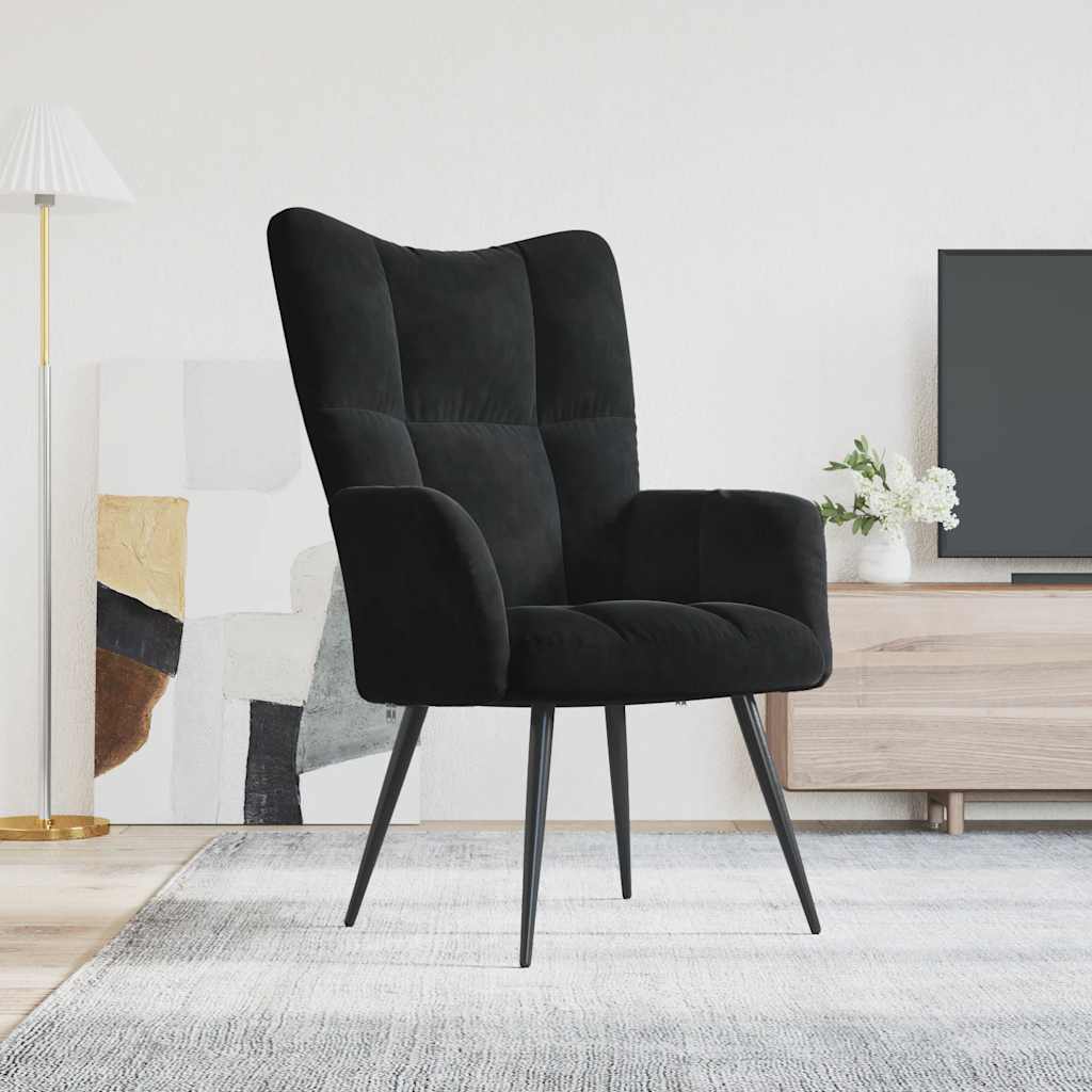 Relaxstoel fluweel zwart is nu te koop bij PeponiXL, paradijselijk wonen!