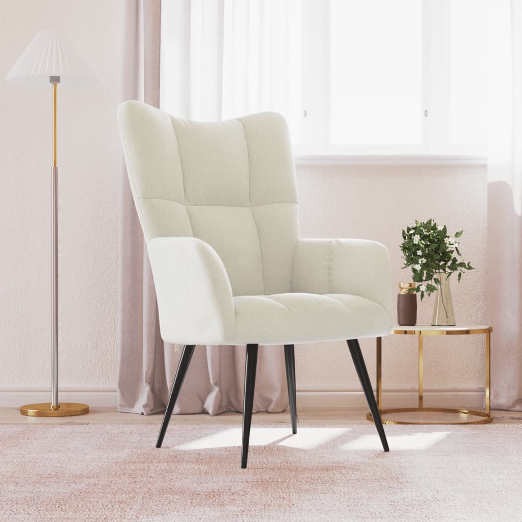 Relaxstoel fluweel crèmewit is nu te koop bij PeponiXL, paradijselijk wonen!