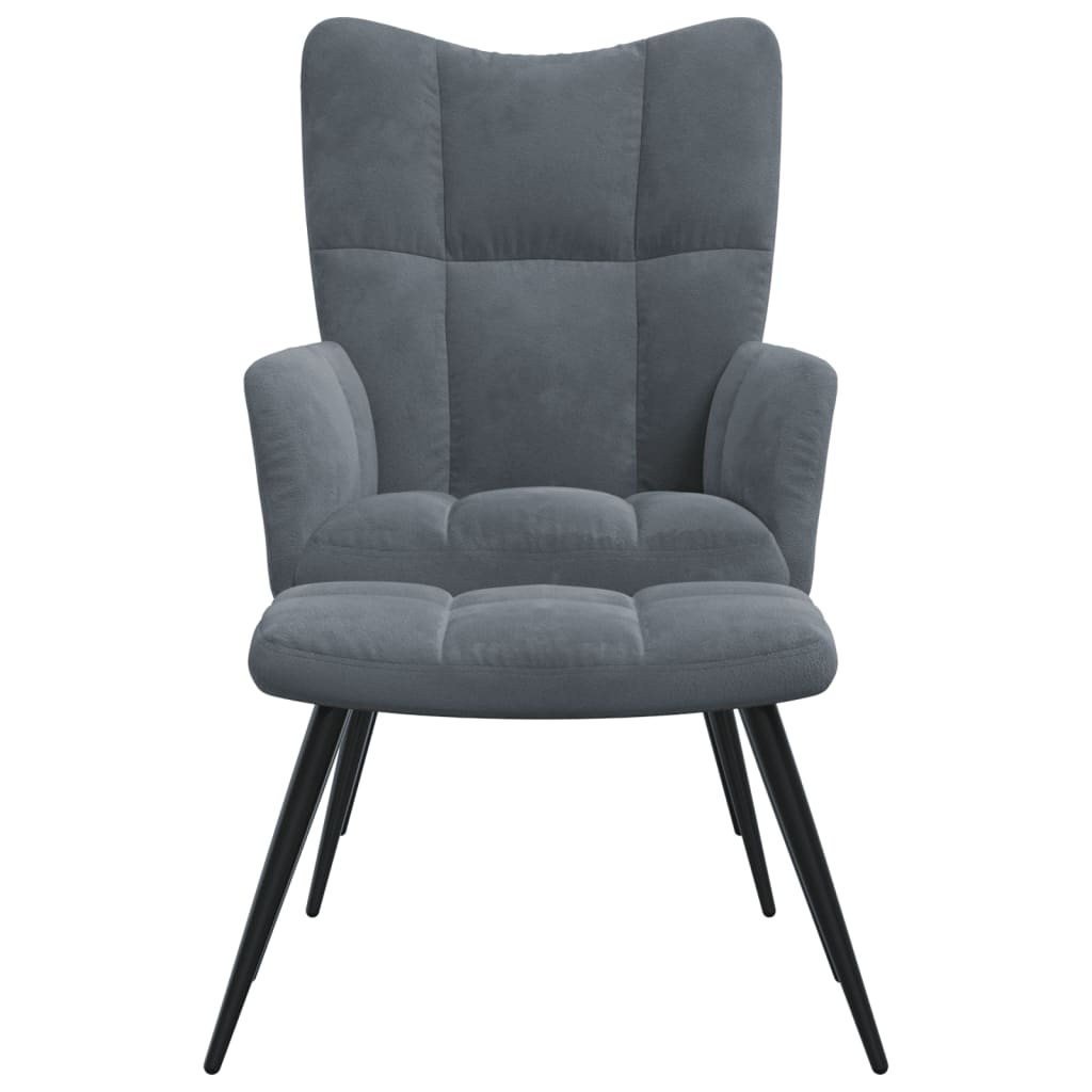Relaxstoel met voetenbank fluweel donkergrijs is nu te koop bij PeponiXL, paradijselijk wonen!