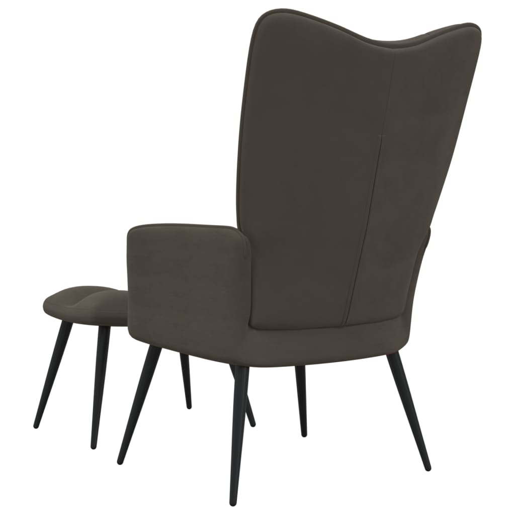 Relaxstoel met voetenbank fluweel donkergrijs is nu te koop bij PeponiXL, paradijselijk wonen!