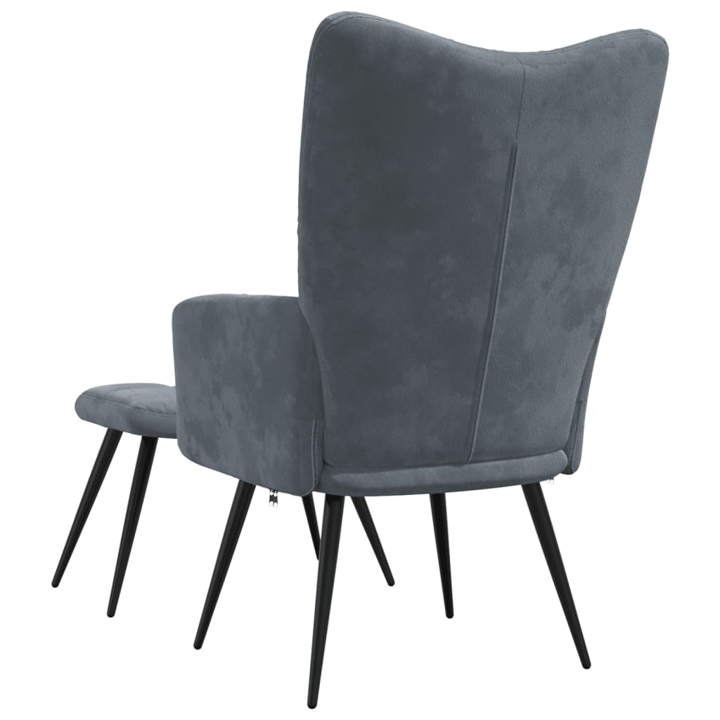 Relaxstoel met voetenbank fluweel donkergrijs is nu te koop bij PeponiXL, paradijselijk wonen!