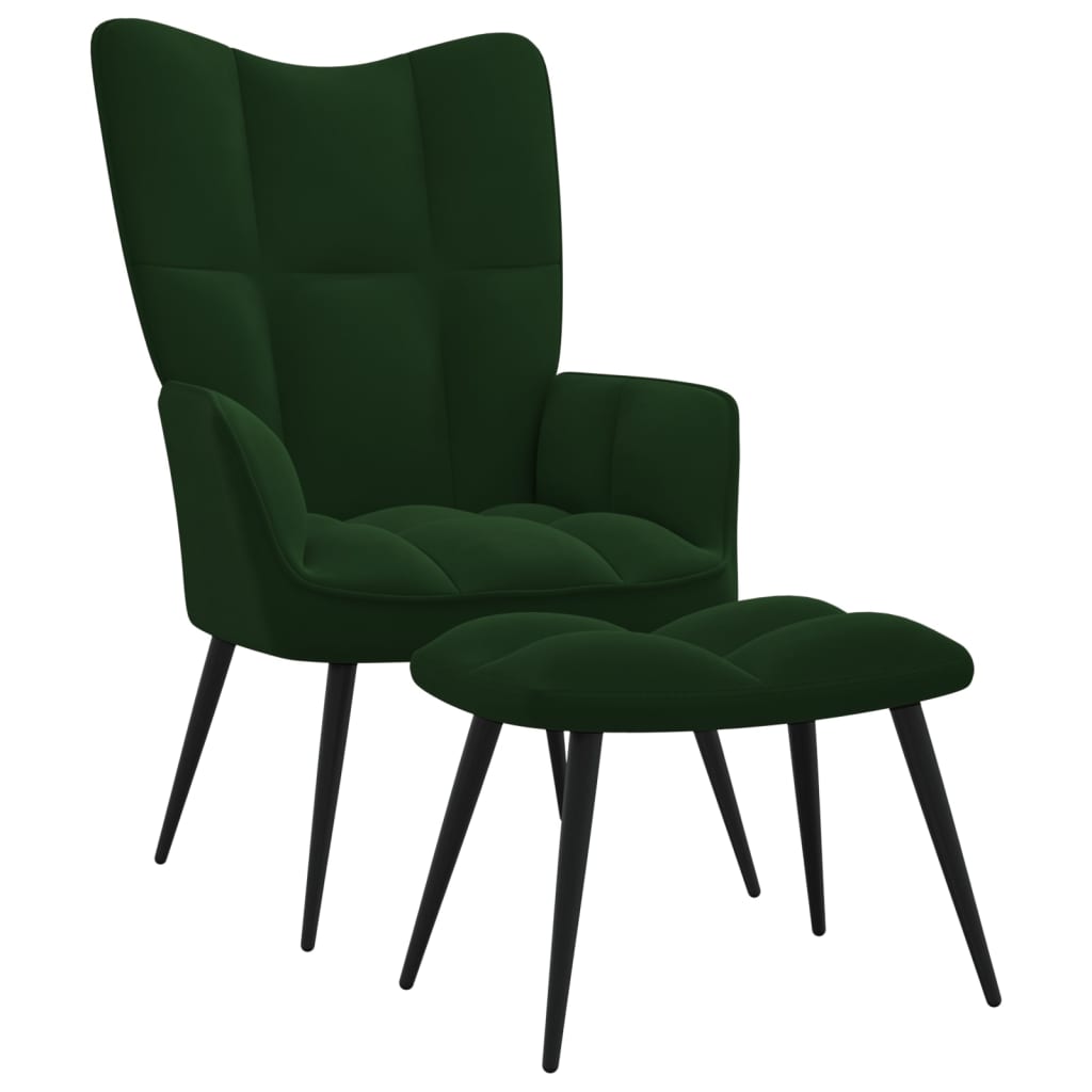 Relaxstoel met voetenbank fluweel donkergroen is nu te koop bij PeponiXL, paradijselijk wonen!