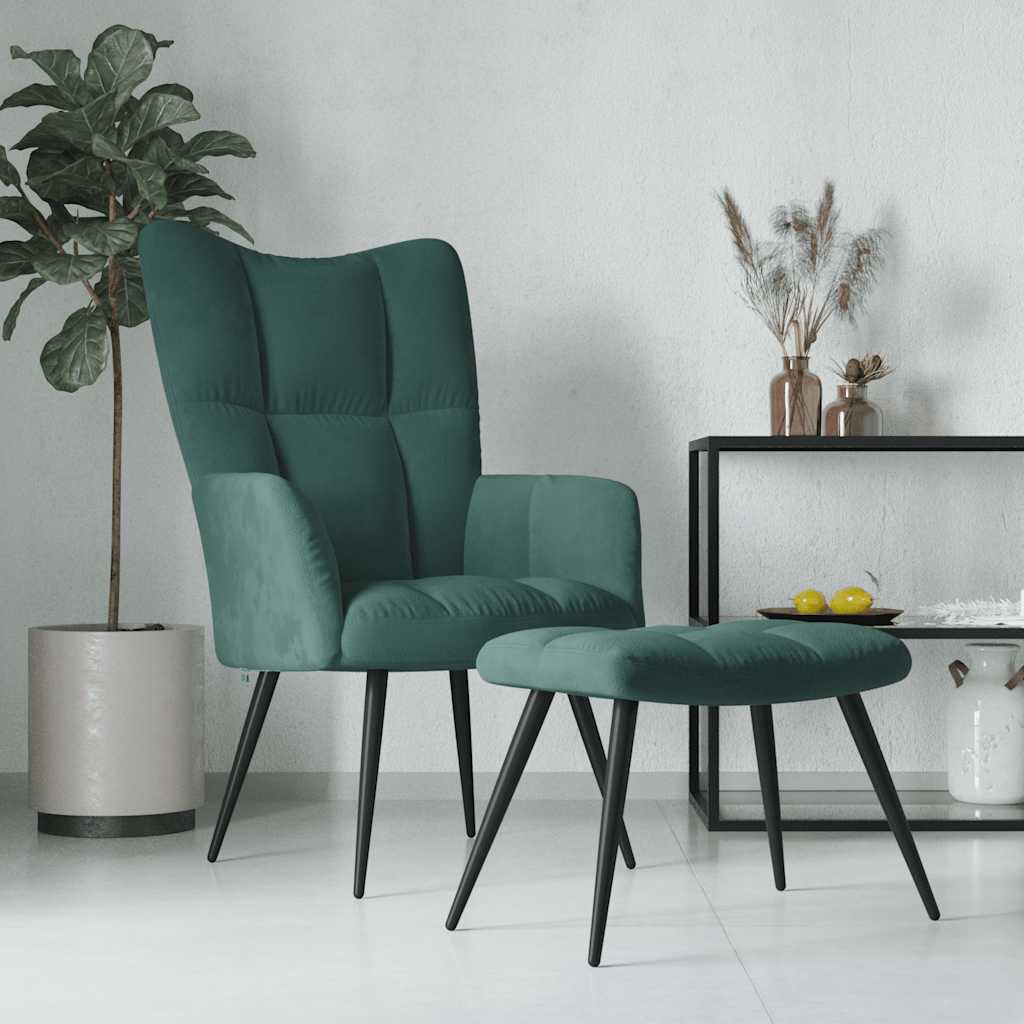Relaxstoel met voetenbank fluweel donkergroen is nu te koop bij PeponiXL, paradijselijk wonen!