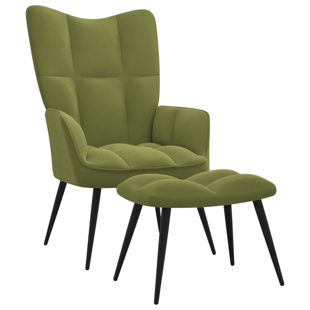 Relaxstoel met voetenbank fluweel lichtgroen is nu te koop bij PeponiXL, paradijselijk wonen!