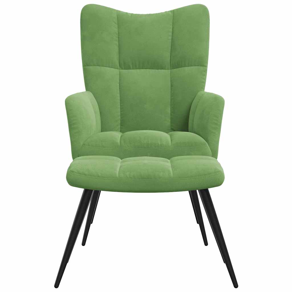 Relaxstoel met voetenbank fluweel lichtgroen is nu te koop bij PeponiXL, paradijselijk wonen!
