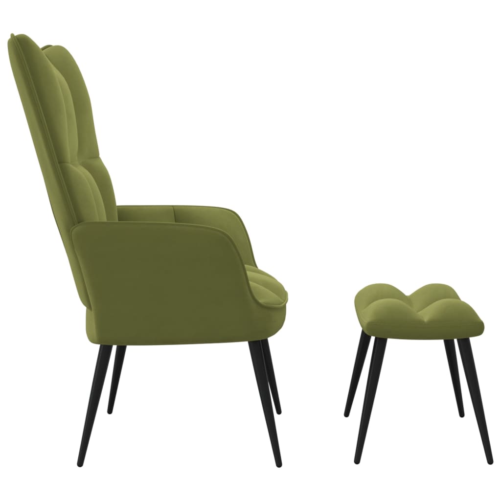 Relaxstoel met voetenbank fluweel lichtgroen is nu te koop bij PeponiXL, paradijselijk wonen!