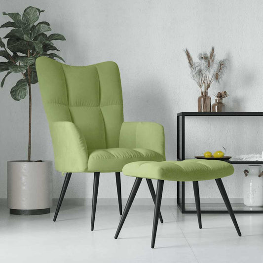 Relaxstoel met voetenbank fluweel lichtgroen is nu te koop bij PeponiXL, paradijselijk wonen!