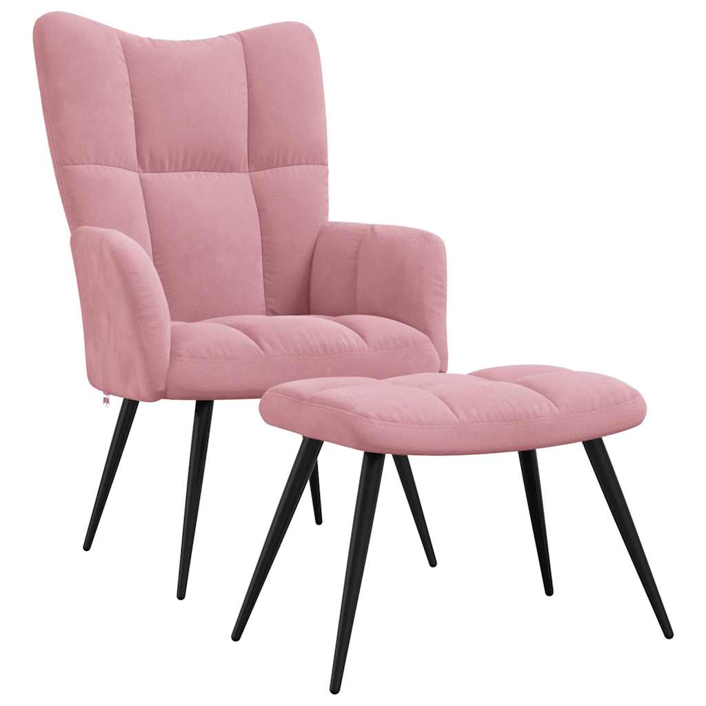 Relaxstoel met voetenbank fluweel roze is nu te koop bij PeponiXL, paradijselijk wonen!