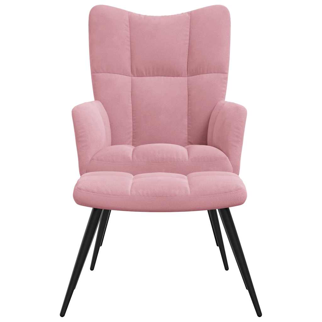 Relaxstoel met voetenbank fluweel roze is nu te koop bij PeponiXL, paradijselijk wonen!