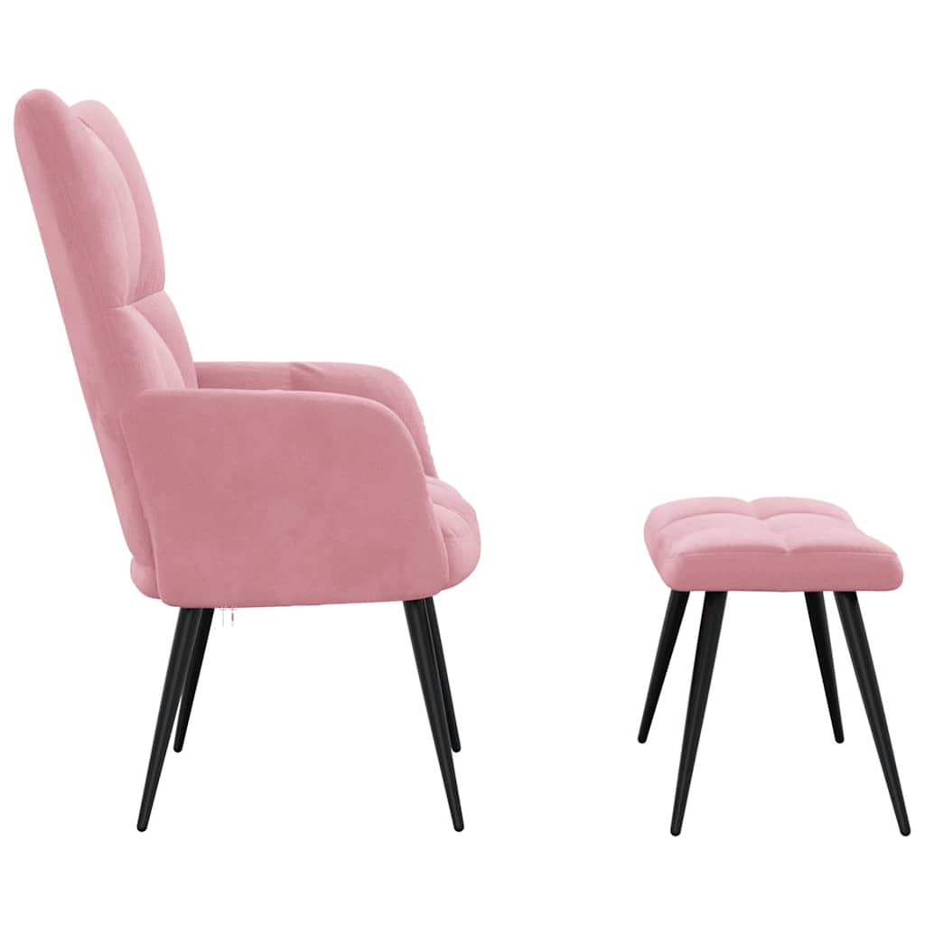 Relaxstoel met voetenbank fluweel roze is nu te koop bij PeponiXL, paradijselijk wonen!