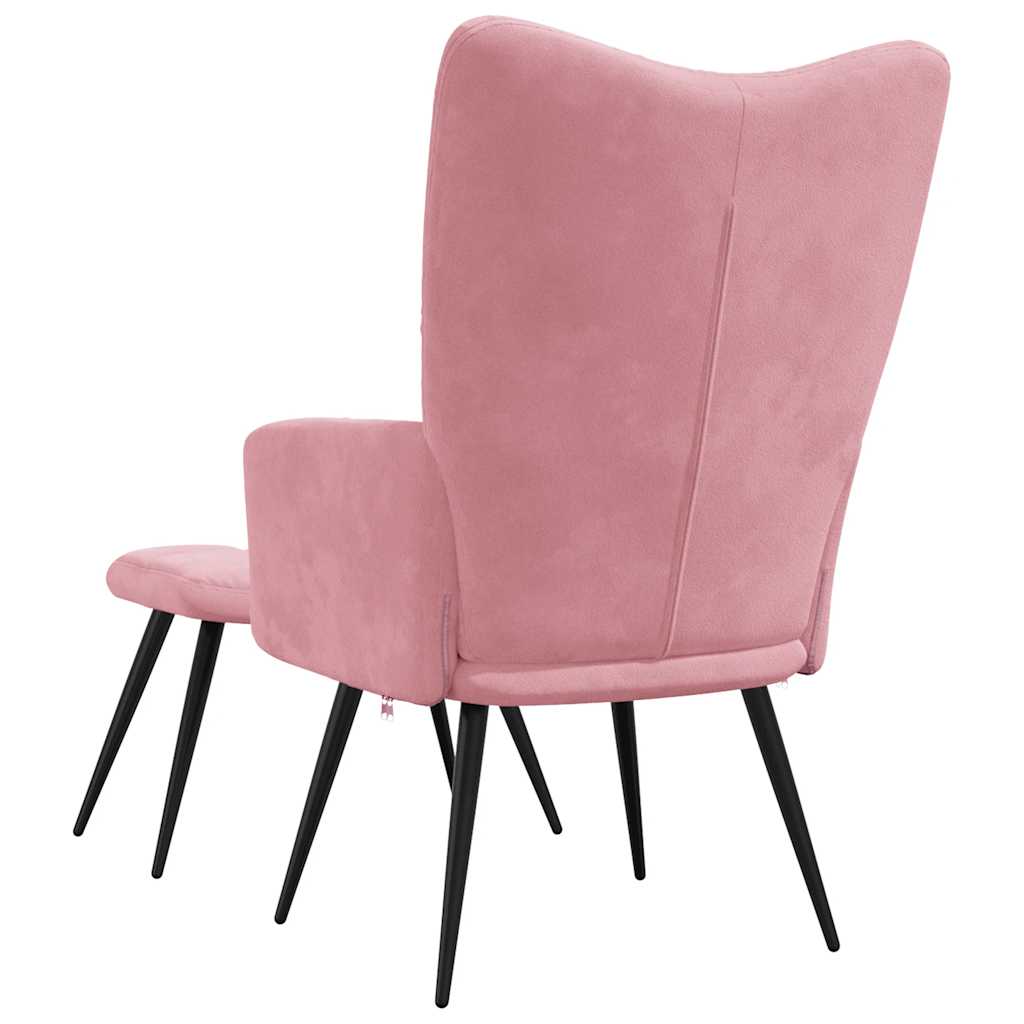 Relaxstoel met voetenbank fluweel roze is nu te koop bij PeponiXL, paradijselijk wonen!