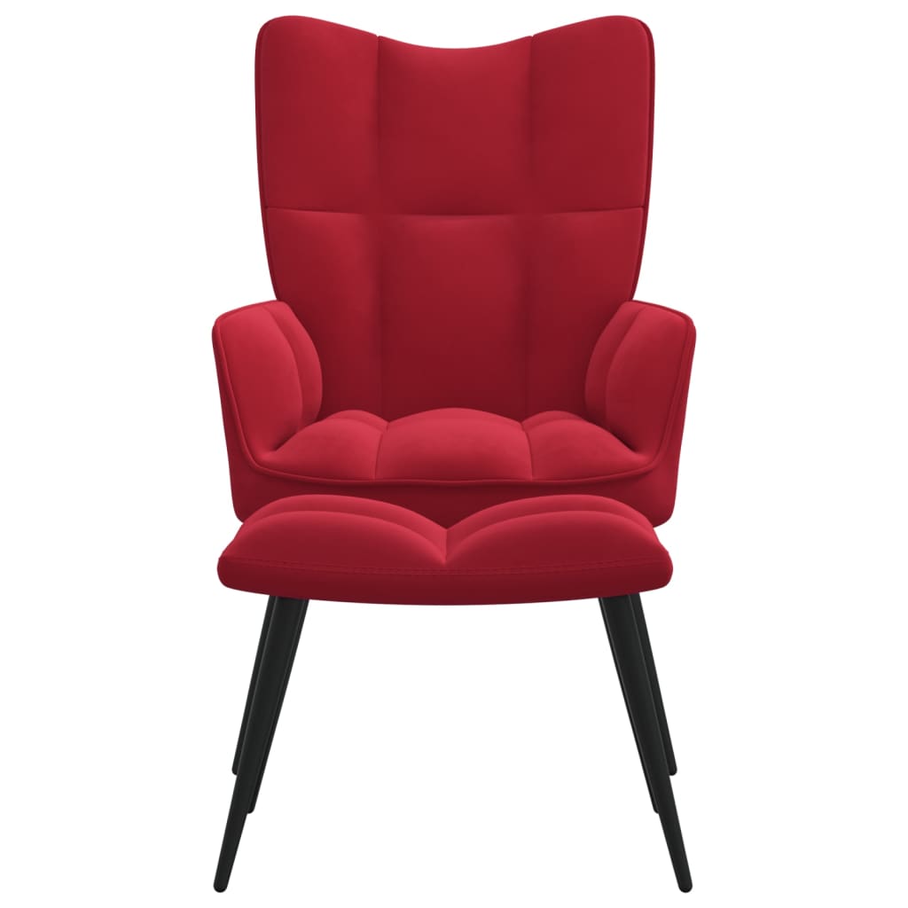 Relaxstoel met voetenbank fluweel wijnrood is nu te koop bij PeponiXL, paradijselijk wonen!