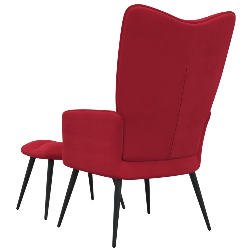 Relaxstoel met voetenbank fluweel wijnrood is nu te koop bij PeponiXL, paradijselijk wonen!