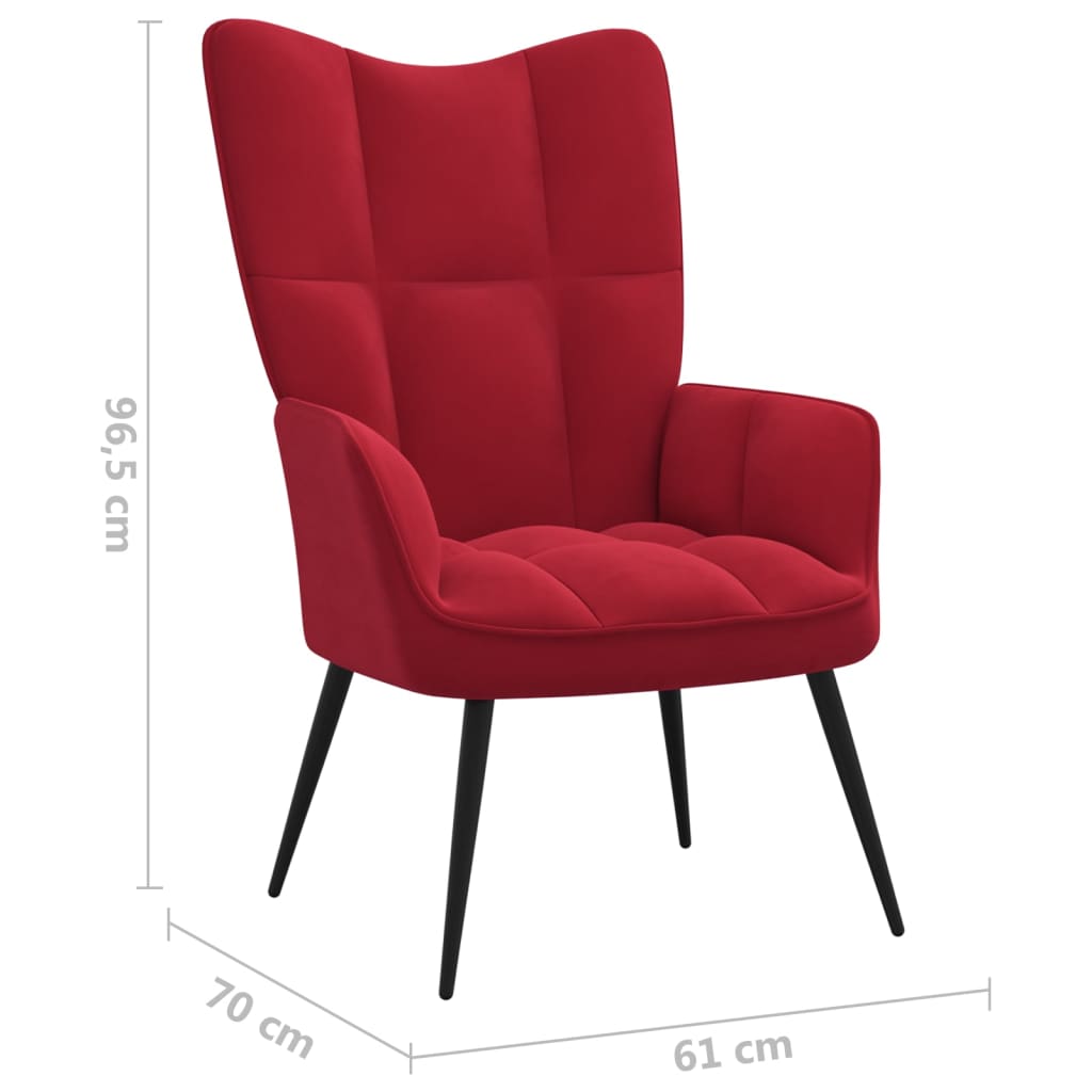 Relaxstoel met voetenbank fluweel wijnrood is nu te koop bij PeponiXL, paradijselijk wonen!