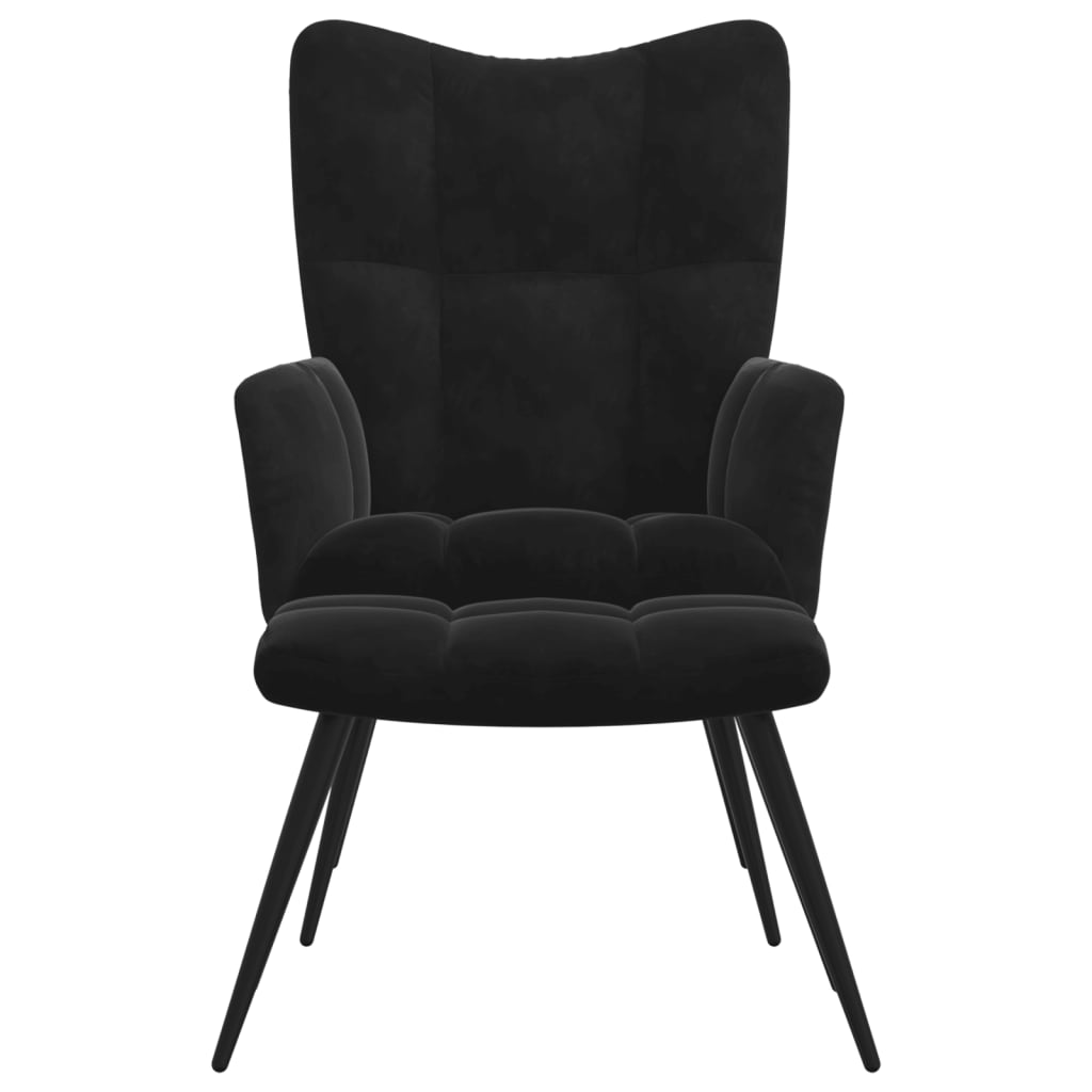 Relaxstoel met kruk zwart fluweel is nu te koop bij PeponiXL, paradijselijk wonen!