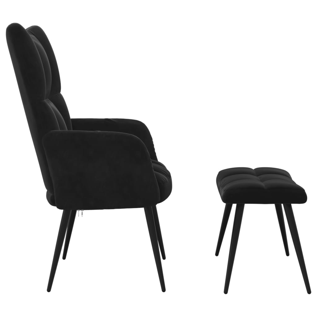 Relaxstoel met kruk zwart fluweel is nu te koop bij PeponiXL, paradijselijk wonen!