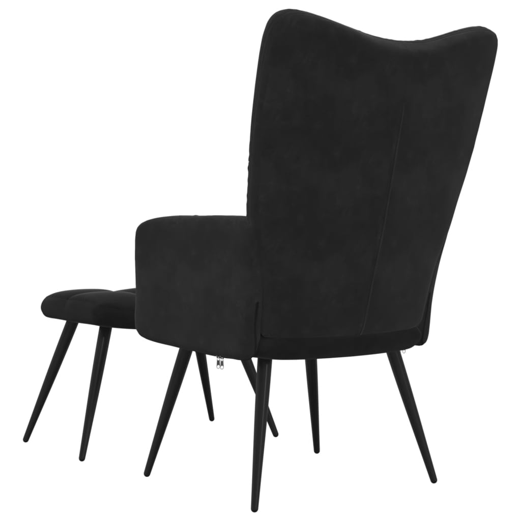 Relaxstoel met kruk zwart fluweel is nu te koop bij PeponiXL, paradijselijk wonen!