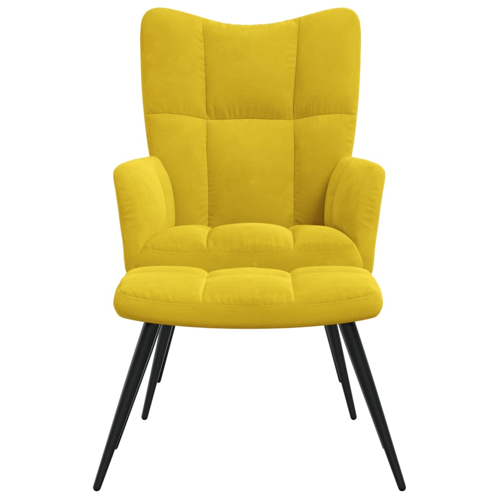 Relaxstoel met kruk mosterdgeel fluweel is nu te koop bij PeponiXL, paradijselijk wonen!