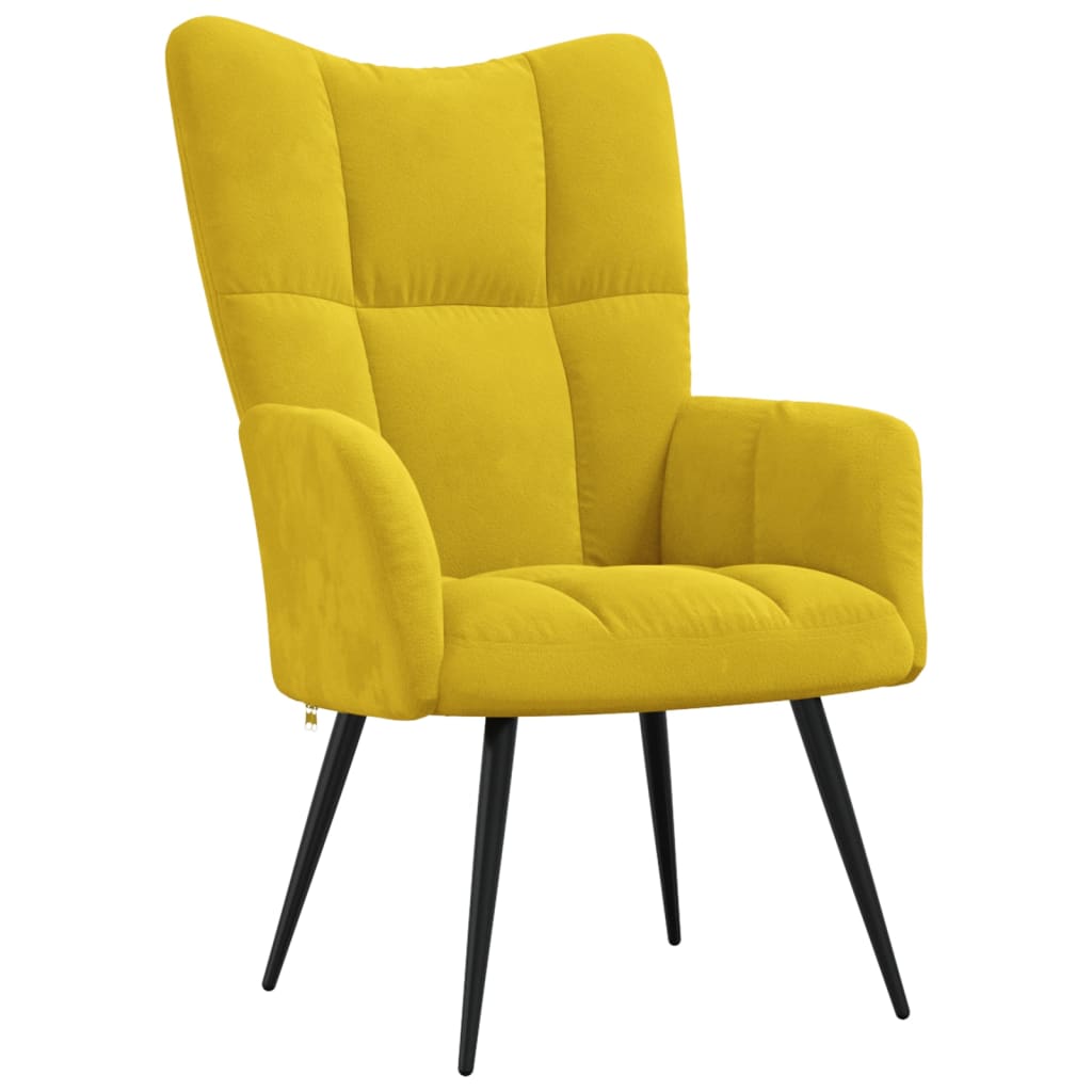Relaxstoel met kruk mosterdgeel fluweel is nu te koop bij PeponiXL, paradijselijk wonen!