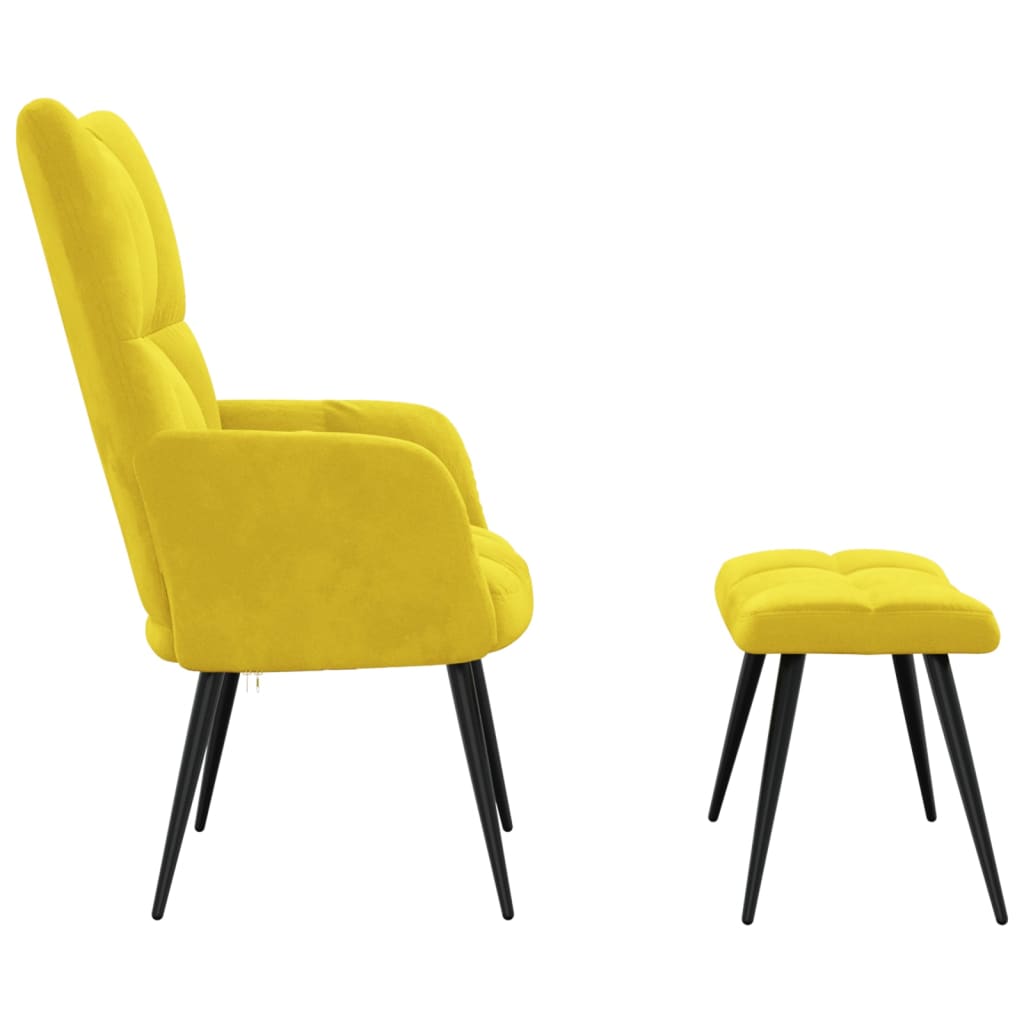 Relaxstoel met kruk mosterdgeel fluweel is nu te koop bij PeponiXL, paradijselijk wonen!
