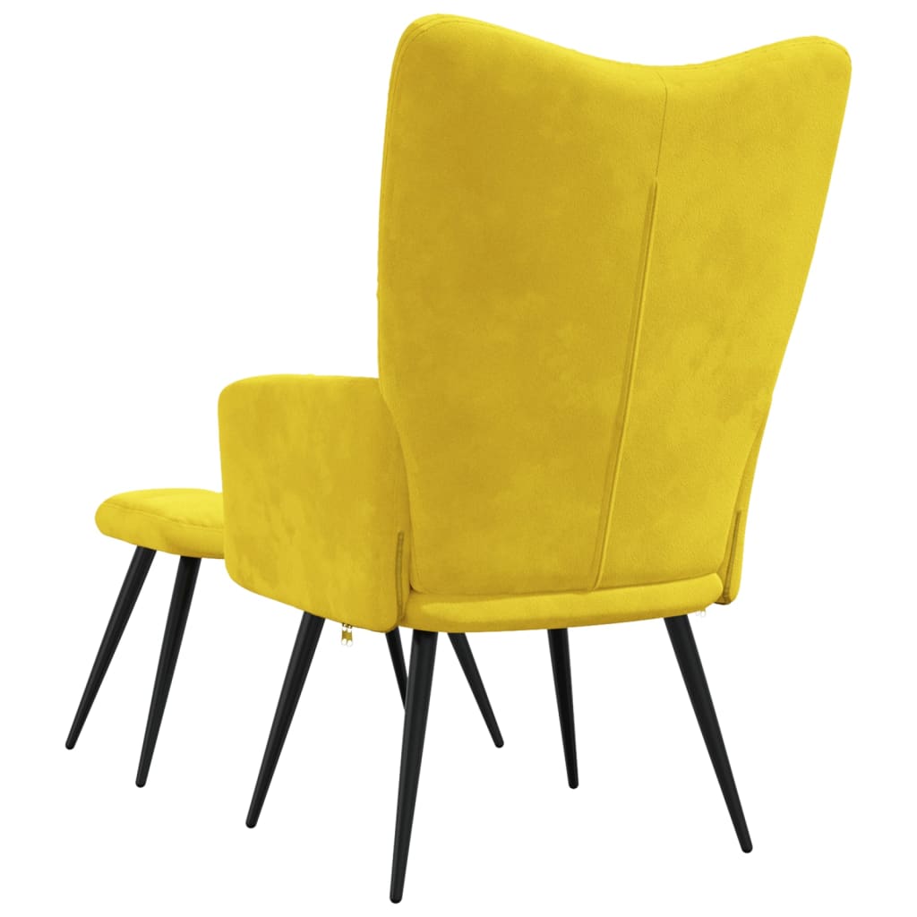 Relaxstoel met kruk mosterdgeel fluweel is nu te koop bij PeponiXL, paradijselijk wonen!