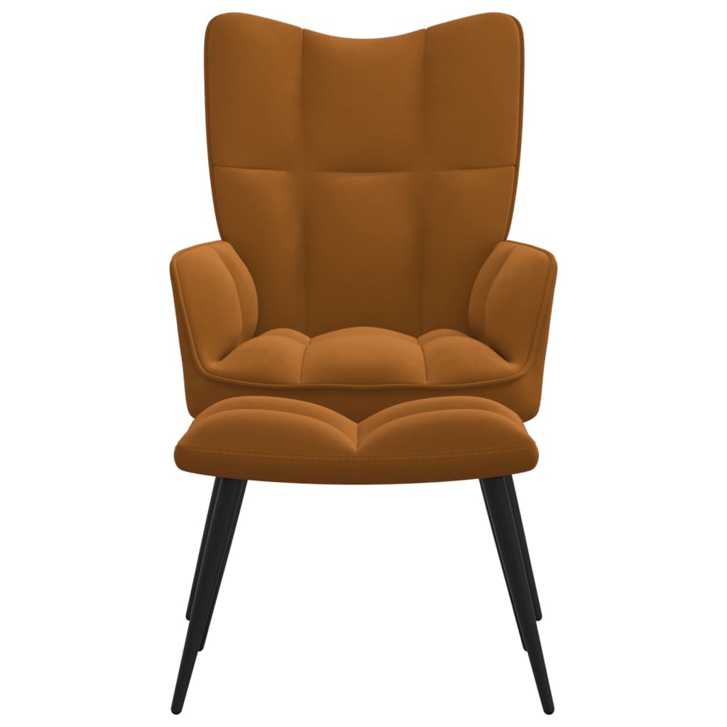 Relaxstoel met voetenbank fluweel bruin is nu te koop bij PeponiXL, paradijselijk wonen!