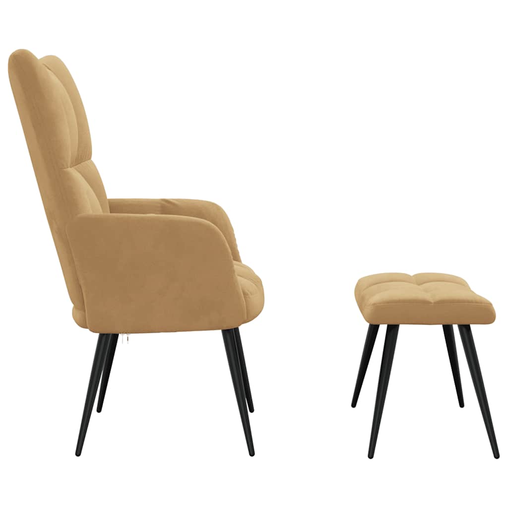 Relaxstoel met voetenbank fluweel bruin is nu te koop bij PeponiXL, paradijselijk wonen!
